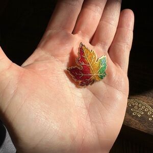 Vintage Colorful Maple Leaf Brooch